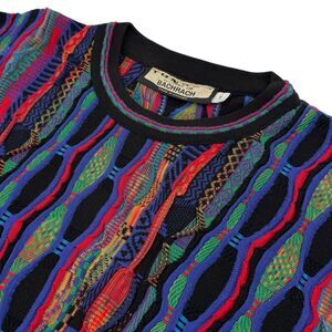 Vintage 90s Tundra Bachrach Men's 3D Knit Neon Multicolor Sweater Canada Large